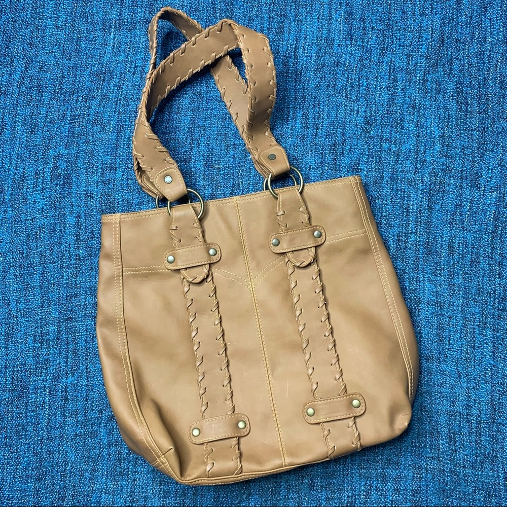 Levi's Faux Leather Tote Bag in Camel Brown Vegan Leather Shoulder Bag Western